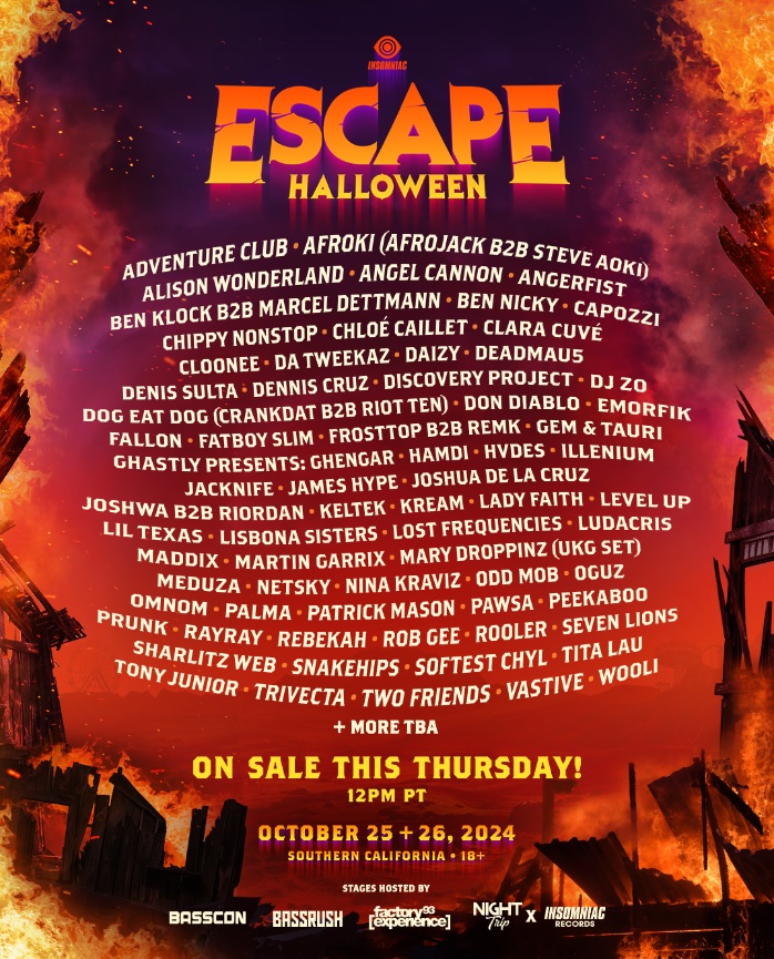 Escape Halloween has unveiled the lineup for 2024 edition